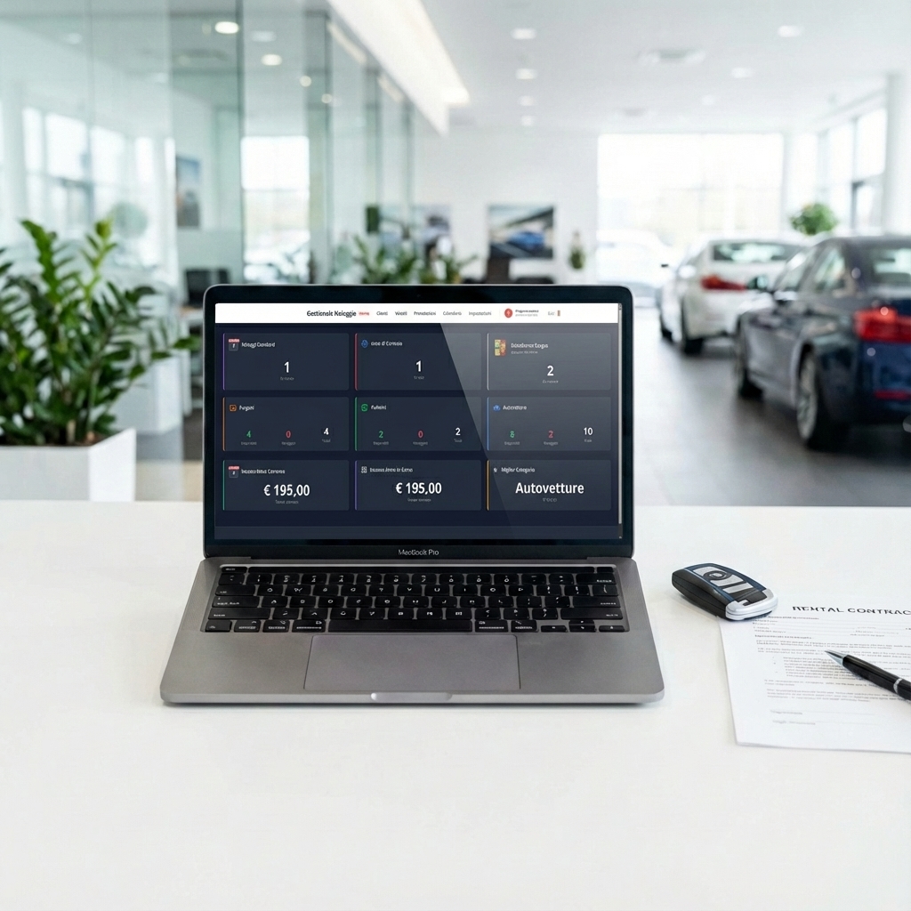 Gestionale Noleggio Dashboard su Laptop